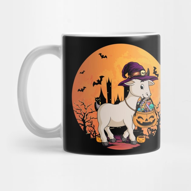 Halloween Goat With Witch Hat Pumpkin Candy Bucket by Antoniusvermeu